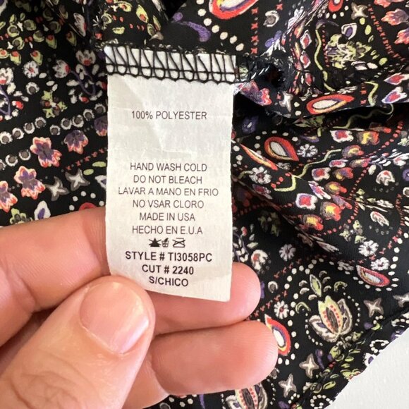 Ces Femme V-Neck Peasant Top Multicolor Print Size Small - Picture 9 of 9